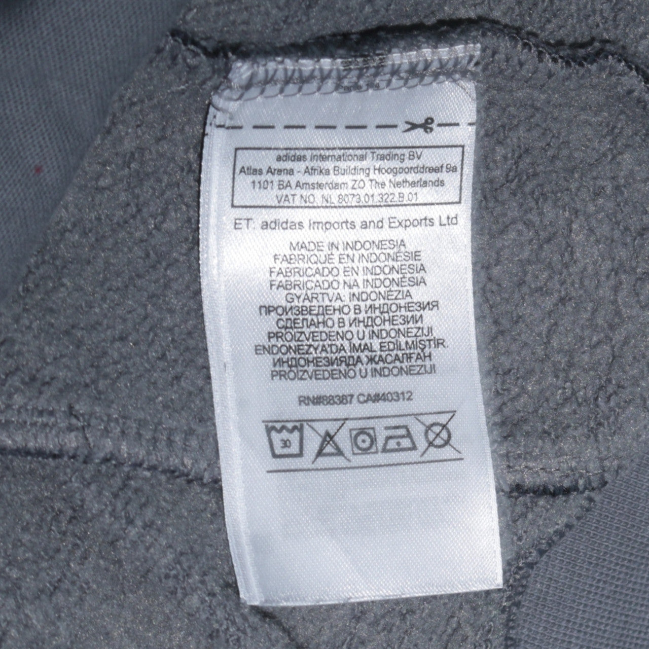 Adidas Boys Grey Full Zip Hoodie Sweatshirt Size 164 Classic Fit