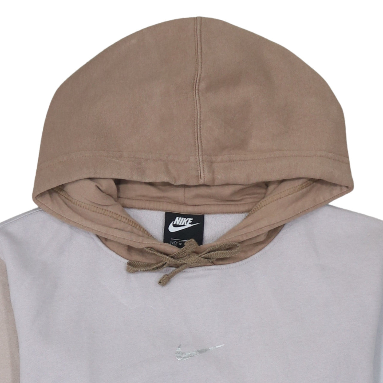 Nike Womens Beige Colourblock Hoodie XS Pullover Cotton Hooded Sweatshirt