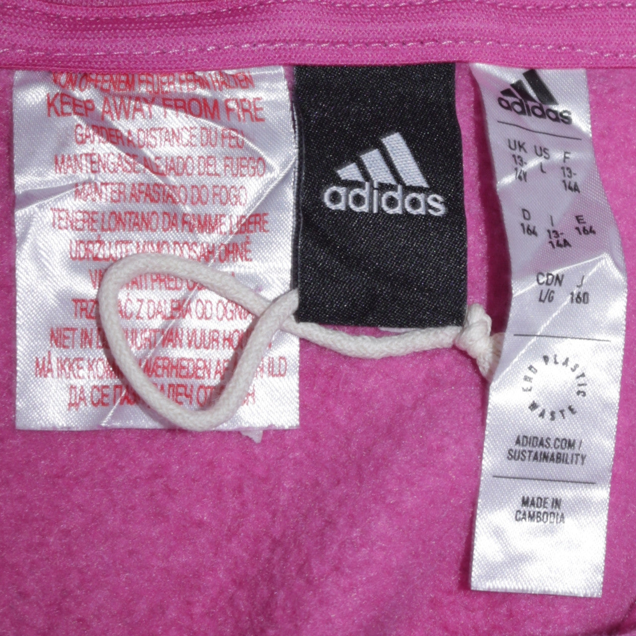 Adidas Girls Pink Pullover Hoodie 13-14 Years Regular Fit Fleece