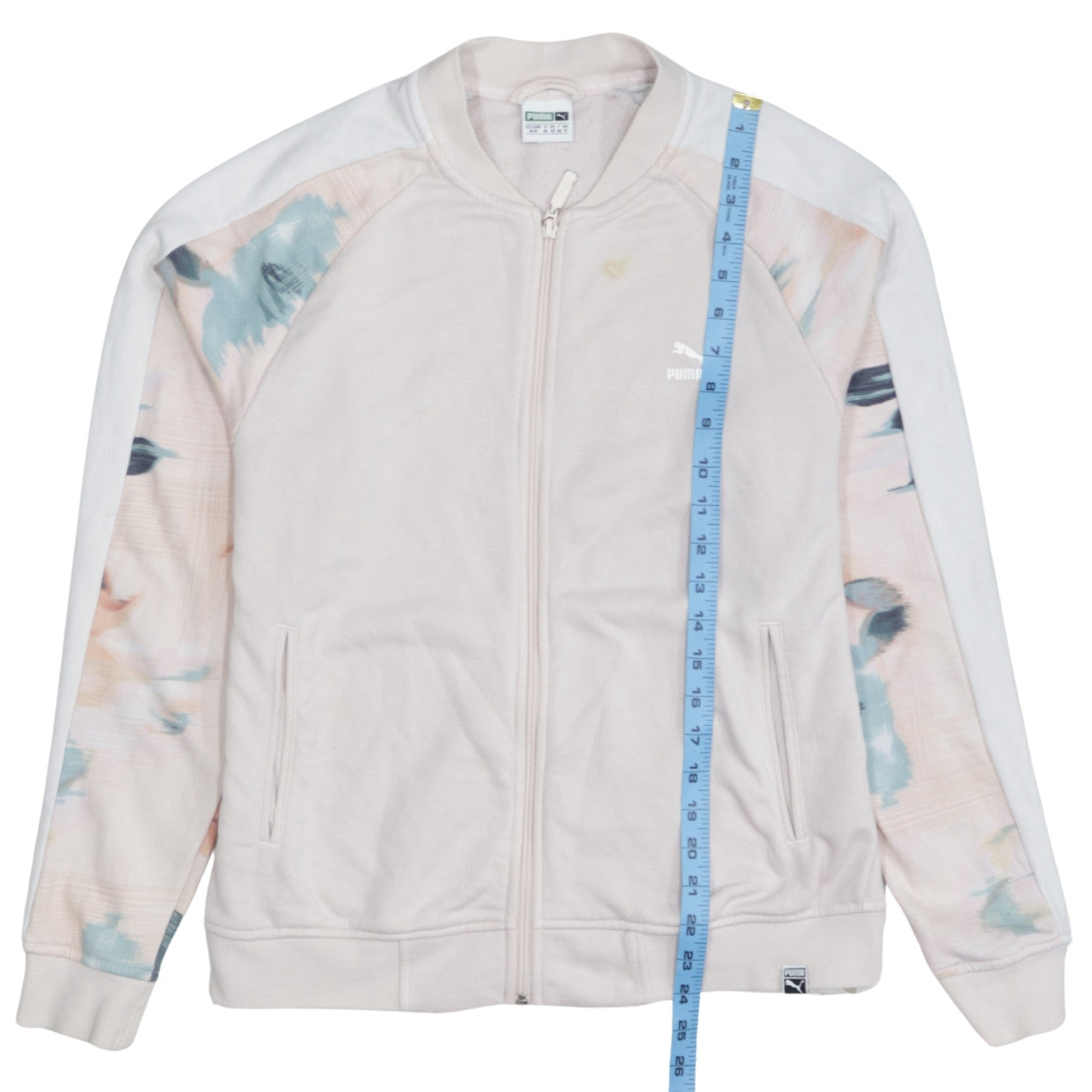 Puma Womens Beige Track Jacket Size 12 Full Zip Sports Top