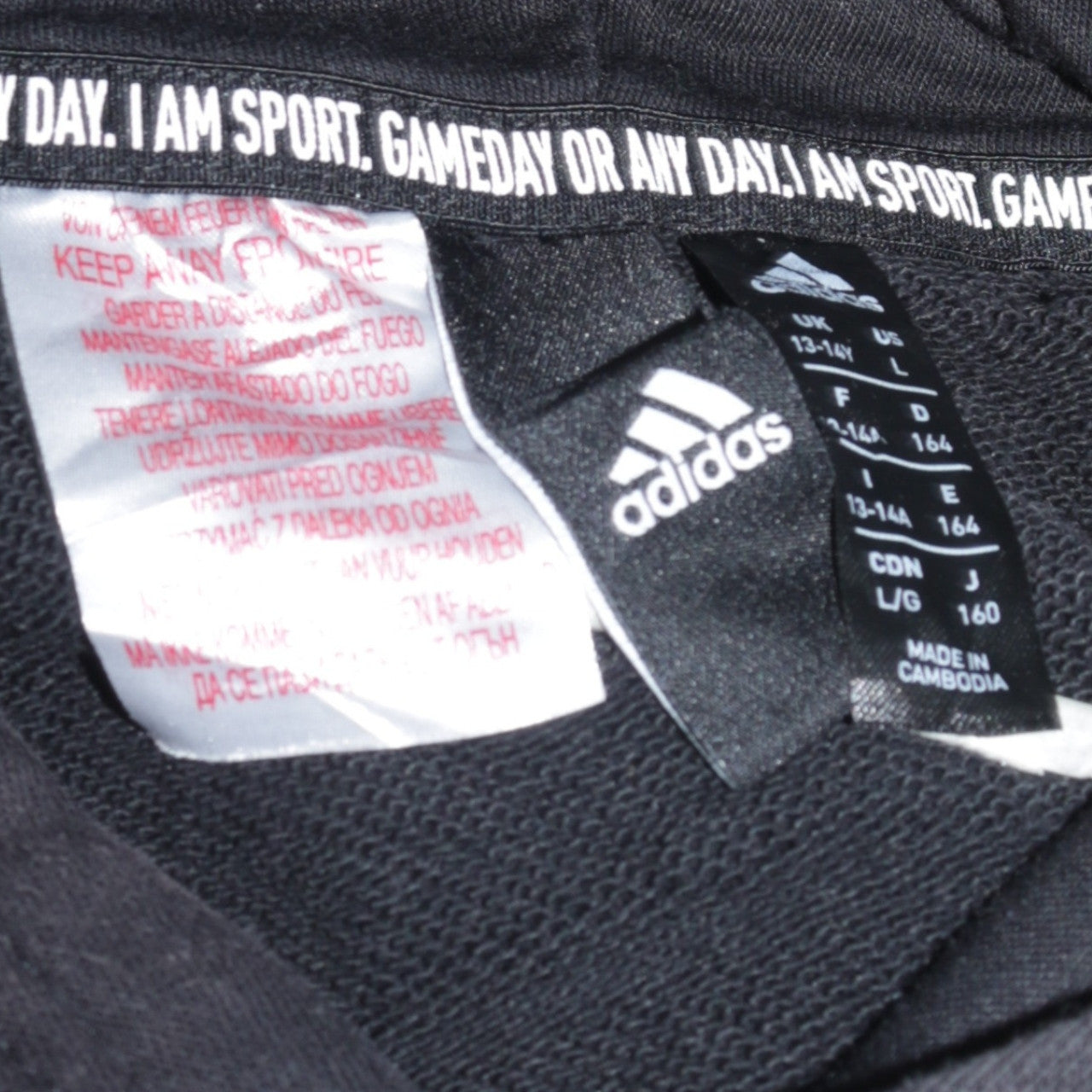 Adidas Boys Black Pullover Hoodie 13-14 Years Graphic Logo Fleece