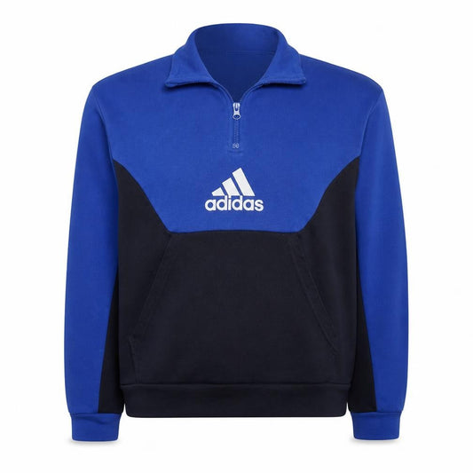 Adidas Womens Blue Colourblock 1/4 Zip Pullover Sweatshirt Size 8