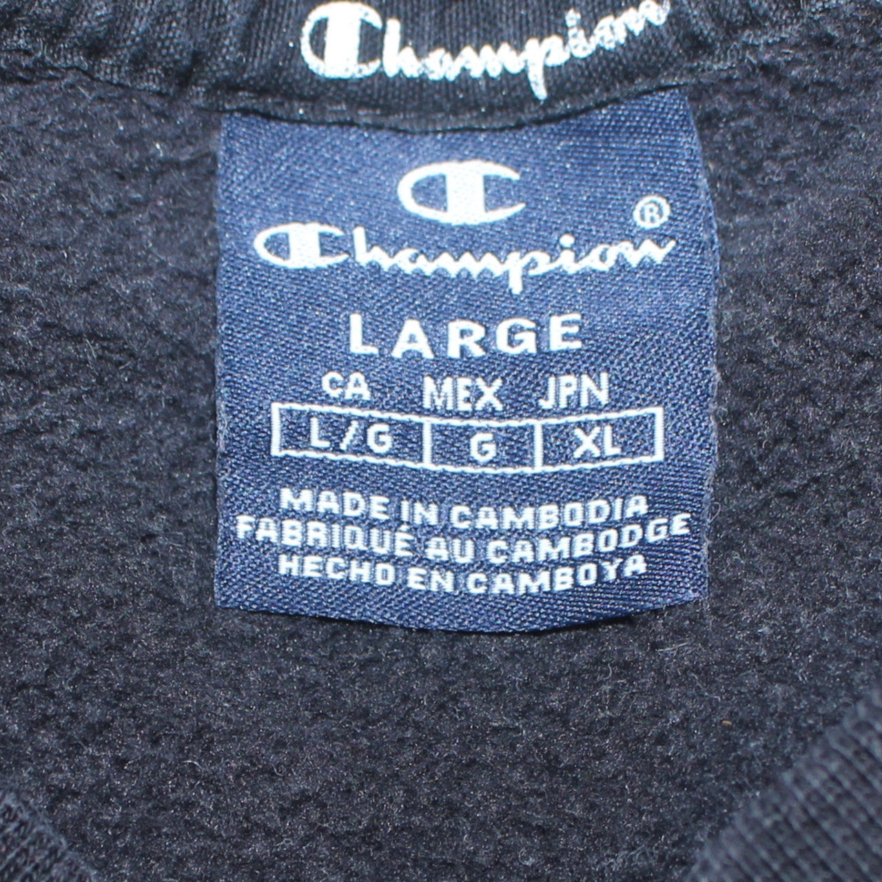 Champion Men's Black Logo Tape Crew Neck Sweatshirt Size L