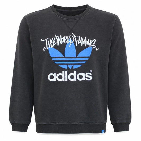 Adidas Mens Black Medium Pullover Sweatshirt with Logo Print