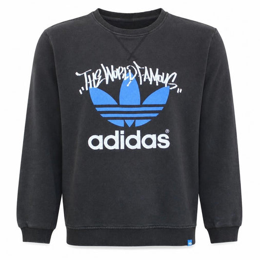 Adidas Mens Black Medium Pullover Sweatshirt with Logo Print