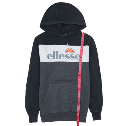 Back view of Ellesse Men’s Grey Pullover Hoodie XS Graphic Logo Fleece