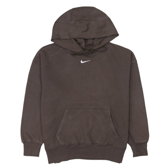 Nike Women Brown Pullover Hoodie Small Cotton Blend Logo Sweatshirt