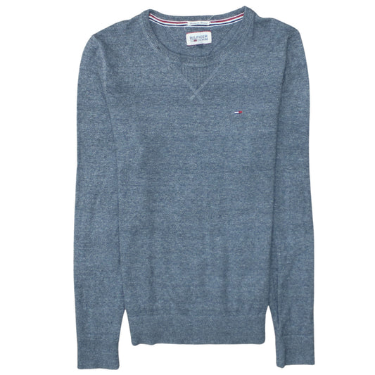 Tommy Hilfiger Men's Blue Crew Neck Cotton Knit Jumper Size S
