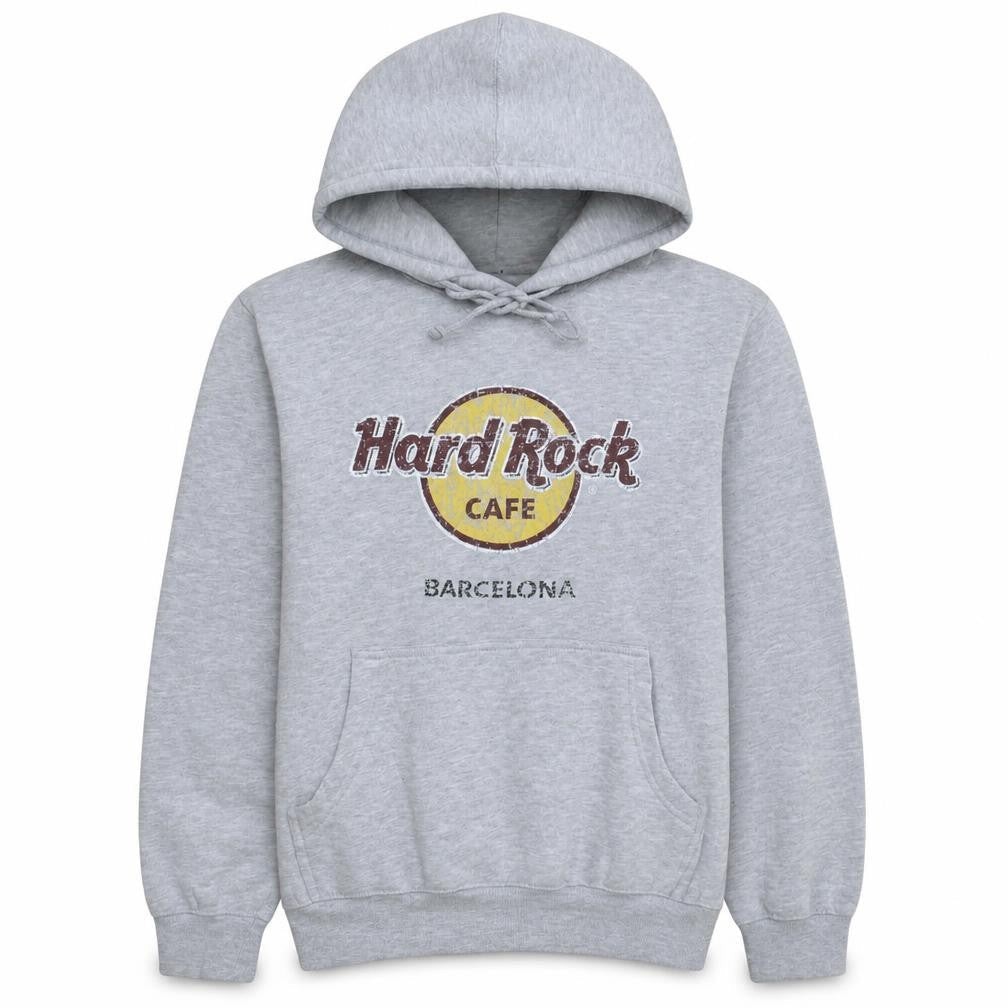 Hard Rock Cafe Barcelona Men's Grey Pullover Hoodie M