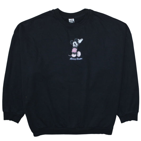 Disney Mickey Mouse Black Sweatshirt Women XL 20-22 George Crew Neck