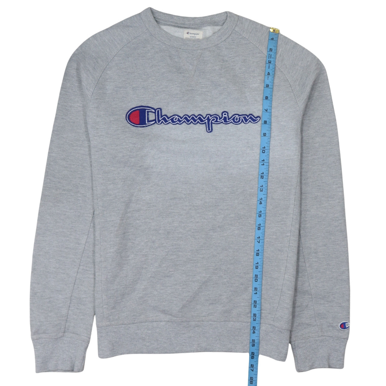 Champion Men's Grey Embroidered Logo Pullover Sweatshirt Medium