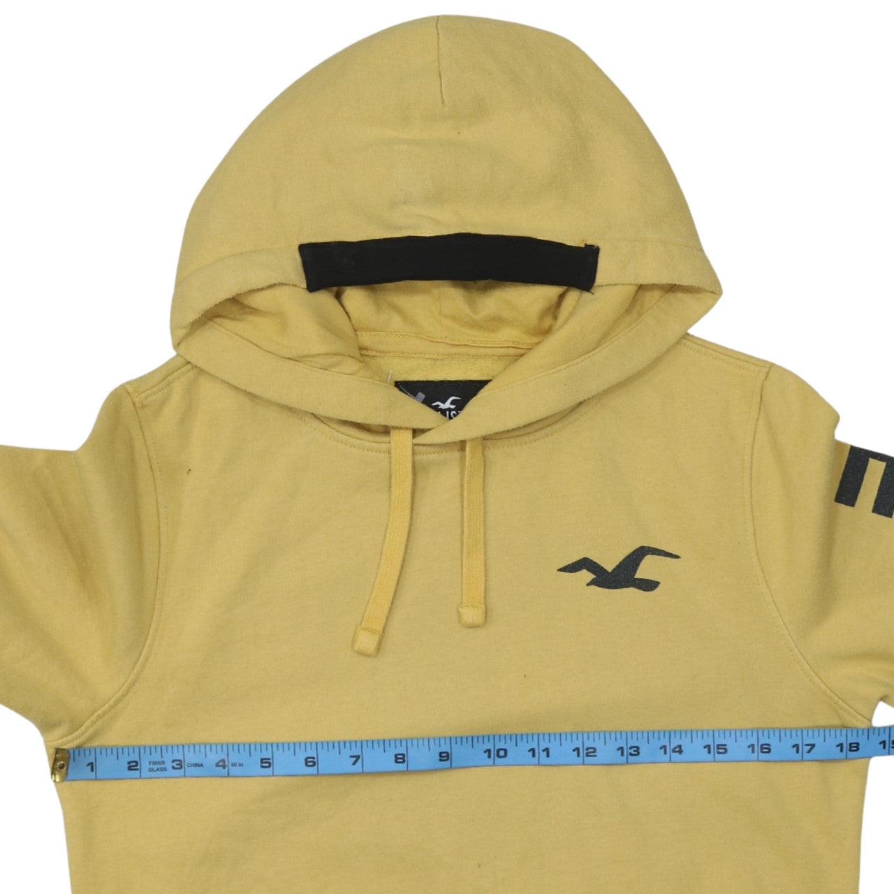 Hollister Mens Yellow Pullover Hoodie XS Logo Fleece Hooded Sweatshirt