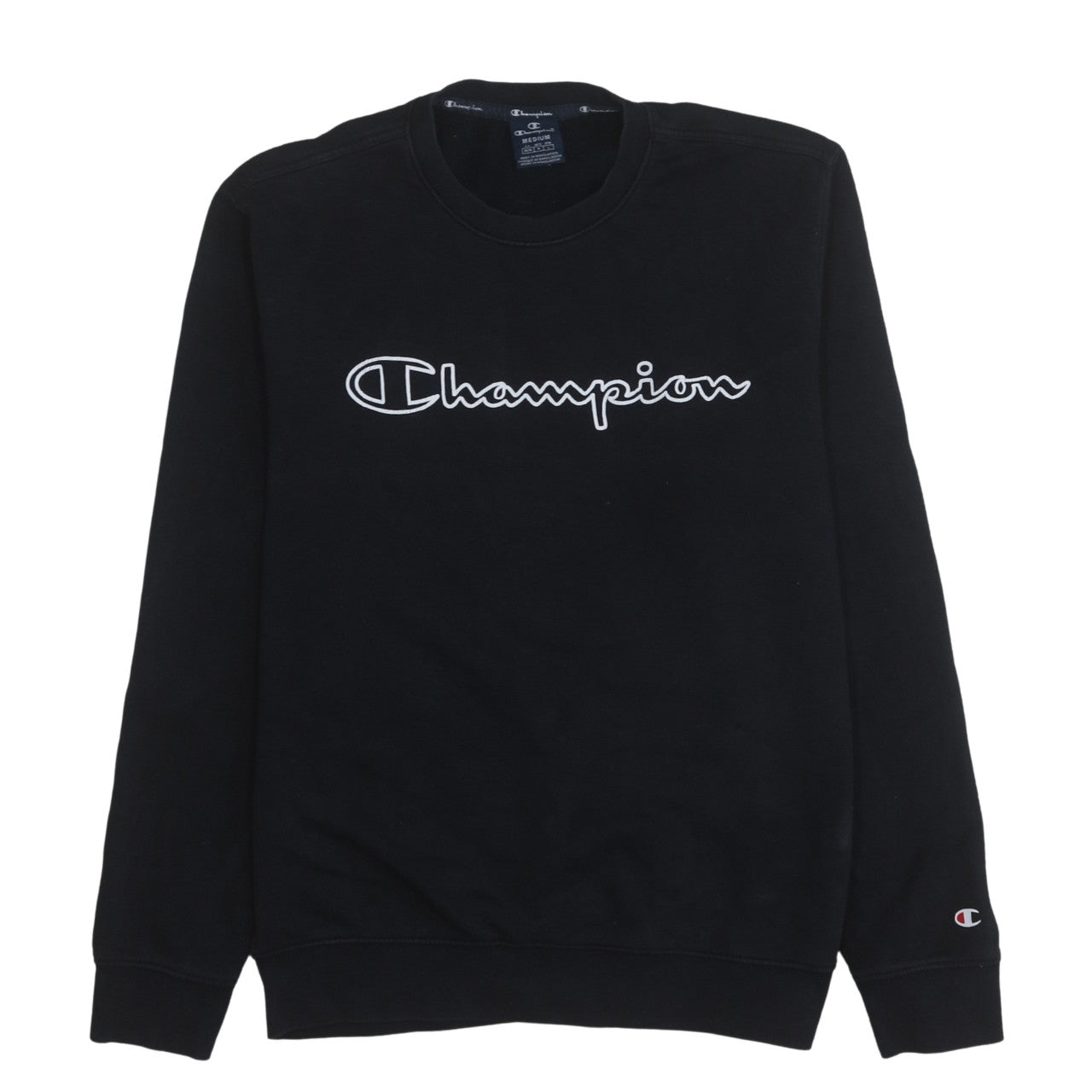 Champion Men's Black Medium Pullover Sweatshirt Logo Crew Neck