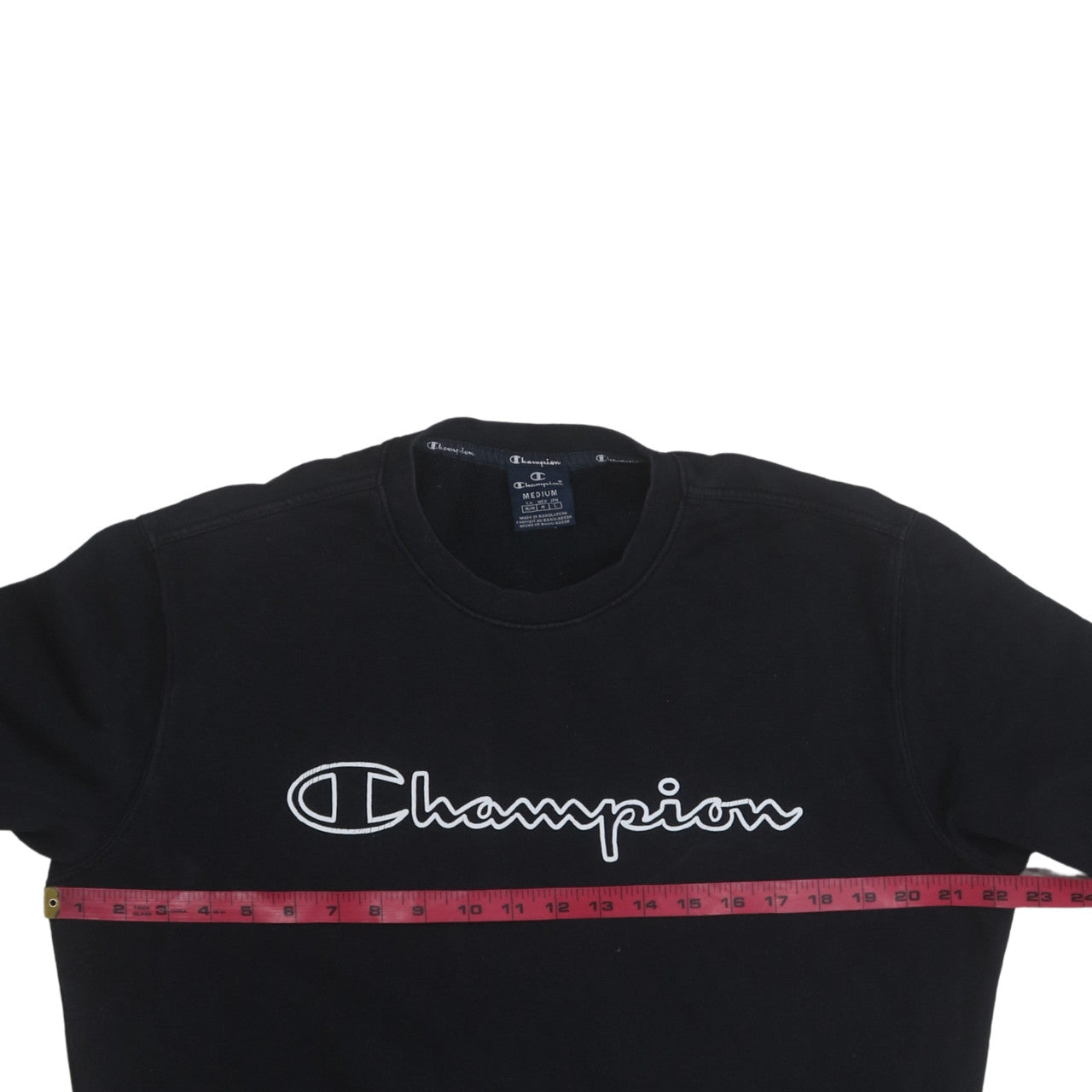 Champion Men's Black Medium Pullover Sweatshirt Logo Crew Neck