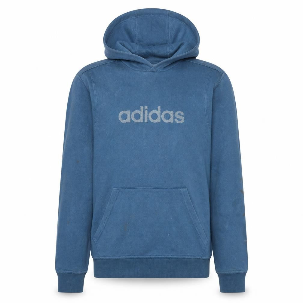Adidas Men's Blue Pullover Hoodie Size S Cotton Blend Logo Sweatshirt