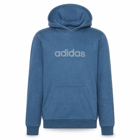 Adidas Men's Blue Pullover Hoodie Size S Cotton Blend Logo Sweatshirt