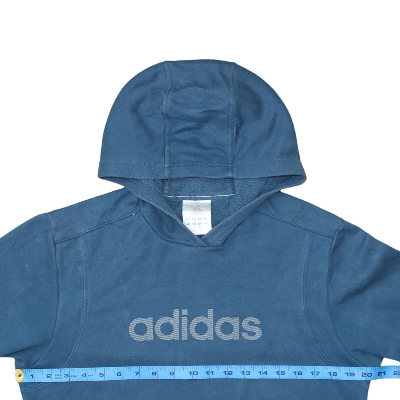 Adidas Men's Blue Pullover Hoodie Size S Cotton Blend Logo Sweatshirt
