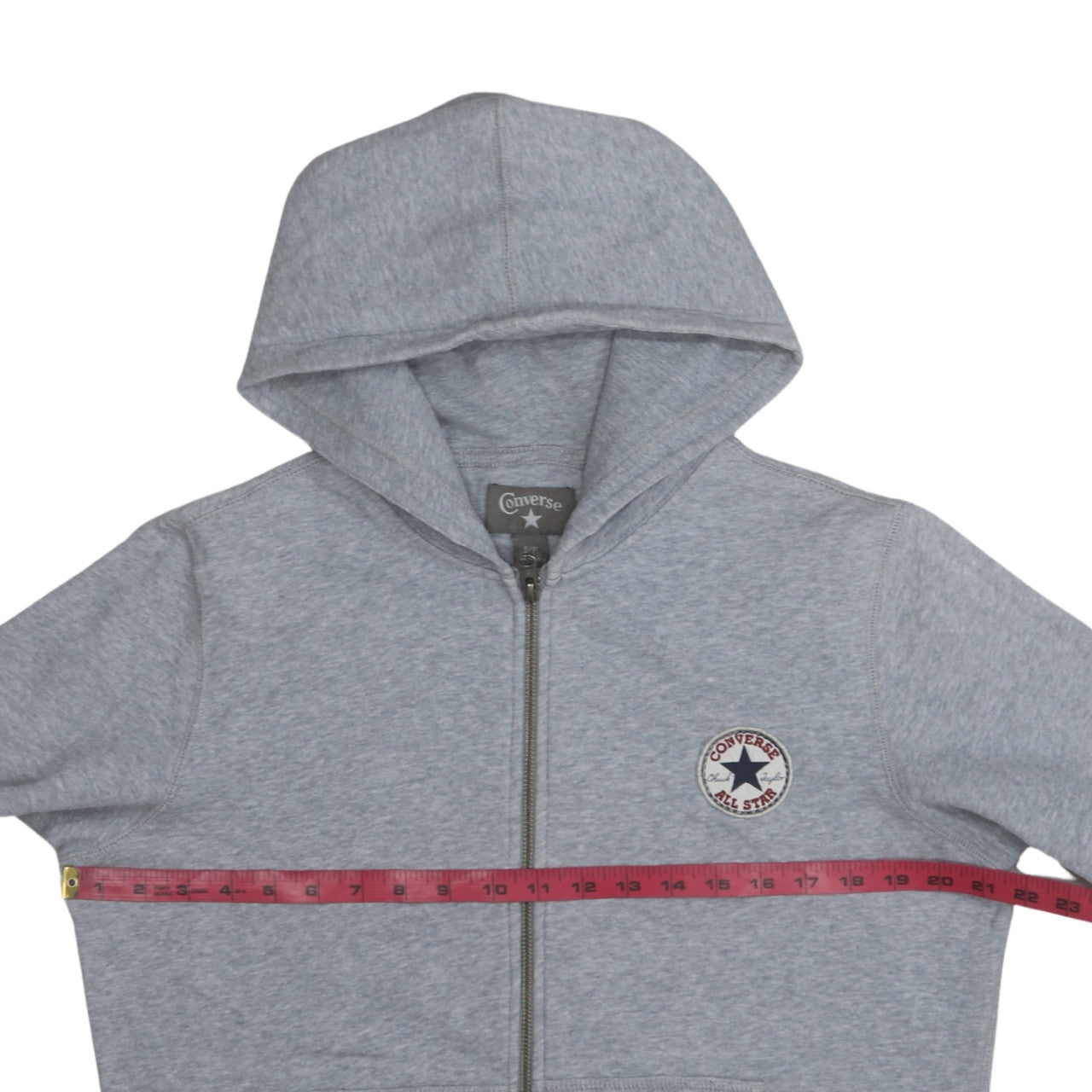 Converse Men's Grey Full Zip Hoodie Size S Regular Fit Fleece Sweatshirt