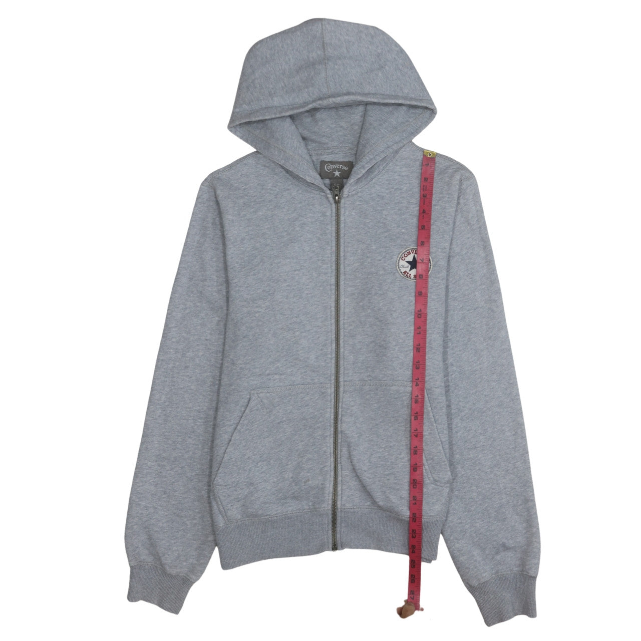 Converse Men's Grey Full Zip Hoodie Size S Regular Fit Fleece Sweatshirt