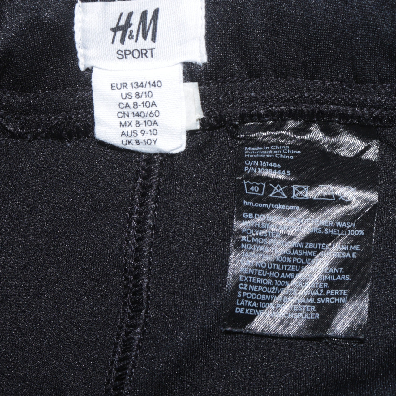 H&M Girls Black Sport Jogger Trousers 9-10 Years 100% Polyester