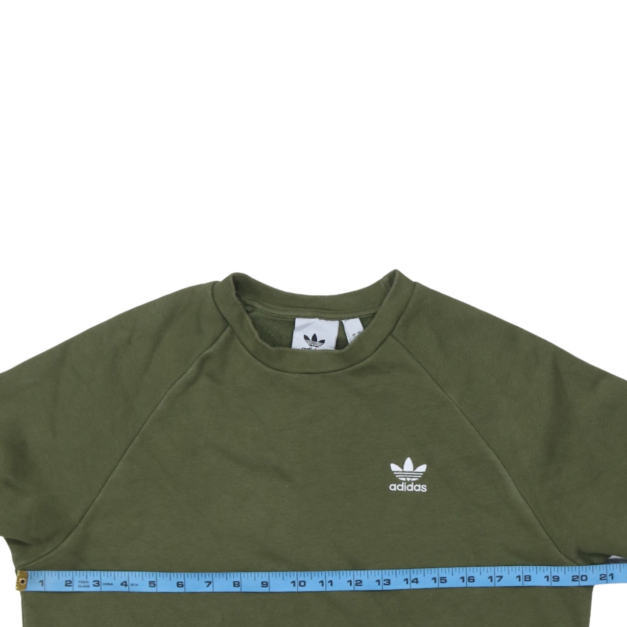 Adidas Men Green Crew Neck Pullover Sweatshirt Size S