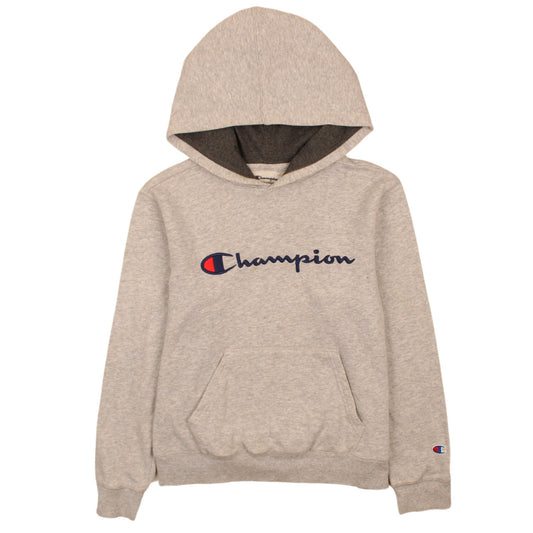 Champion Women’s Grey Pullover Hoodie L Logo Embroidered Cotton Blend