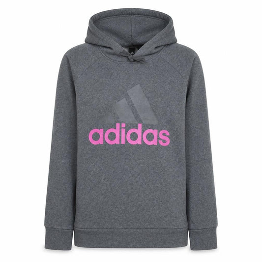 Adidas Women’s Grey Pullover Hoodie M 12-14 Logo Fleece Sweatshirt