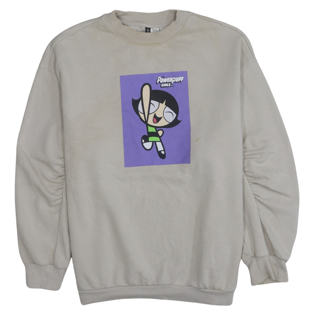 H&M Women Beige Crew Neck Powerpuff Girls Sweatshirt L