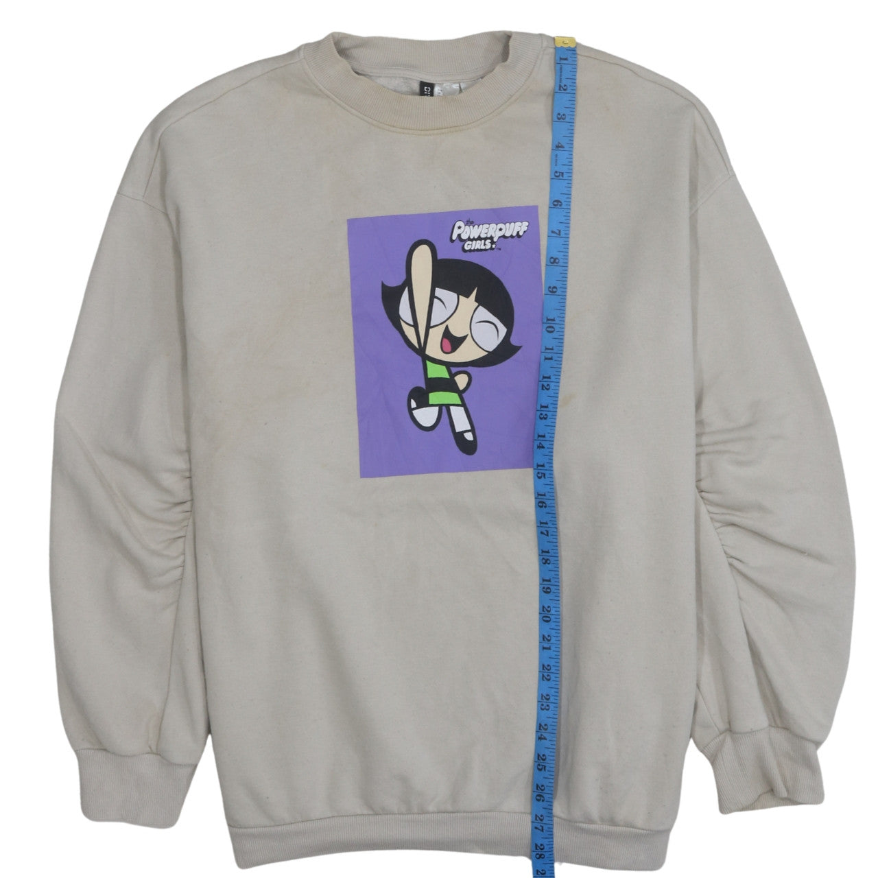 H&M Women Beige Crew Neck Powerpuff Girls Sweatshirt L