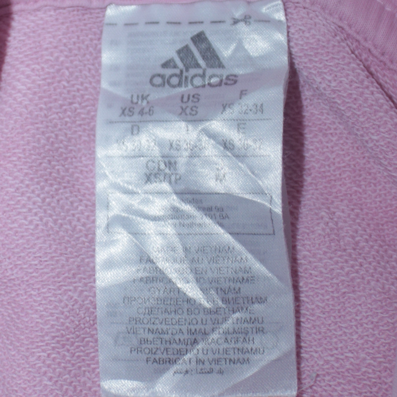 Adidas Womens Pink Pullover Hoodie XS Cotton Blend Logo Casual