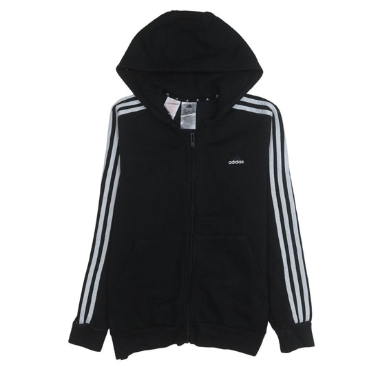 Adidas Boys Black Full Zip Hoodie 13-14 Years Fleece Hooded Sweatshirt