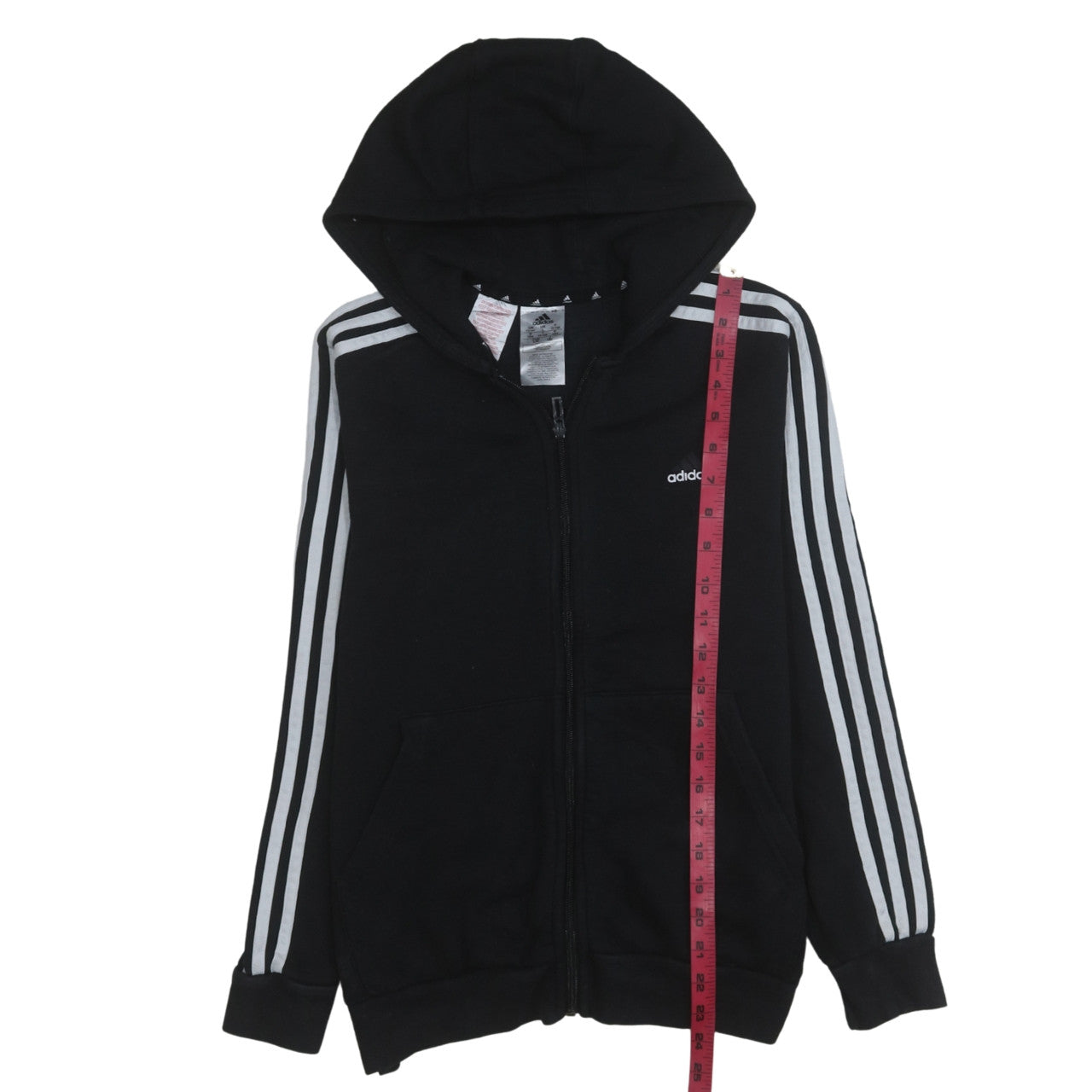 Adidas Boys Black Full Zip Hoodie 13-14 Years Fleece Hooded Sweatshirt