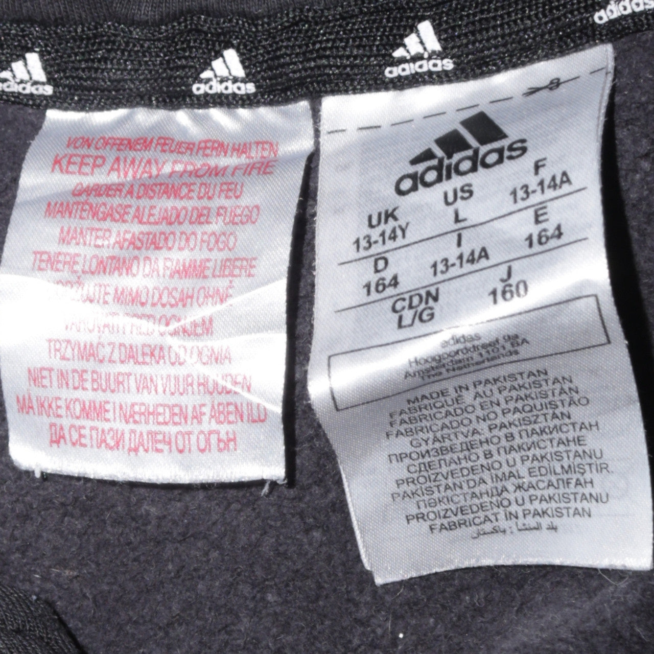 Adidas Boys Black Full Zip Hoodie 13-14 Years Fleece Hooded Sweatshirt