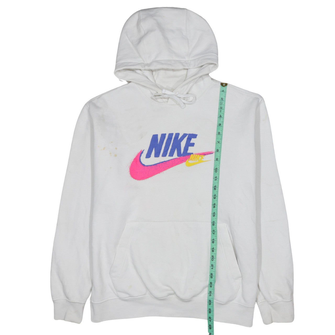 Nike Men's White Pullover Hoodie L Sports Logo Fleece Sweatshirt