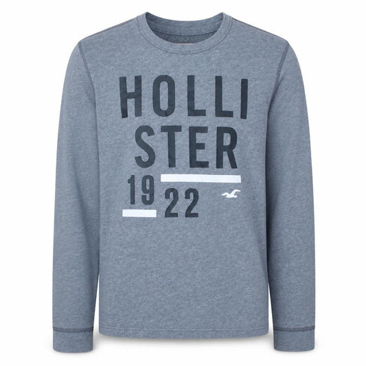 Hollister Men's Grey Crew Neck Logo Sweatshirt Size S