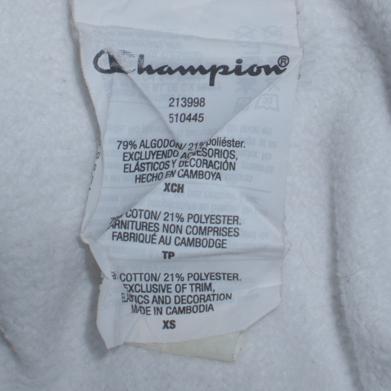 Champion Womens White XS Pullover Sweatshirt Cotton Blend Crew Neck