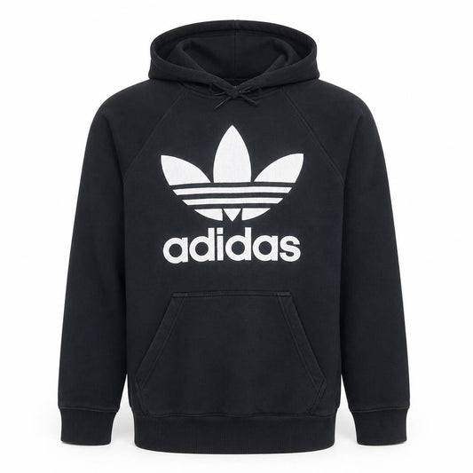 adidas Mens Black Pullover Hoodie Small Logo Fleece Sweatshirt