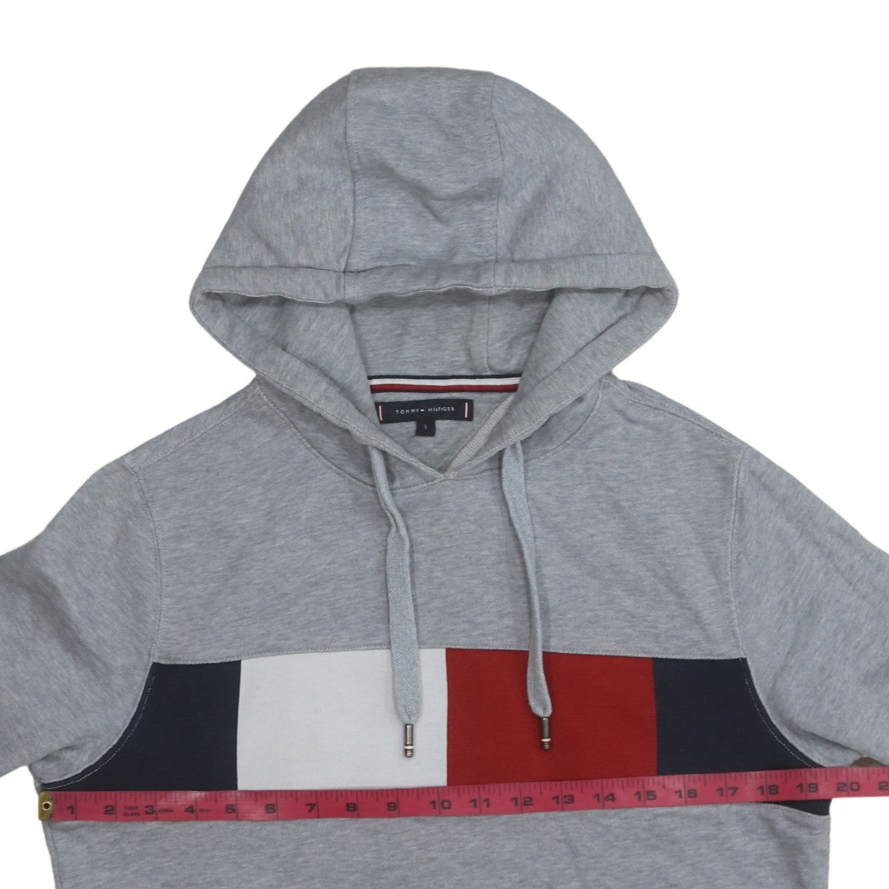 Tommy Hilfiger Men's Grey Pullover Hoodie S Logo Graphic Cotton