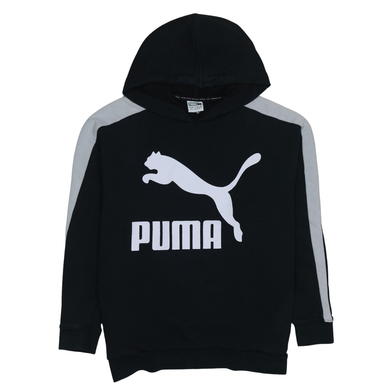 Puma Womens Black Hoodie Size 10 Pullover Logo Sweatshirt