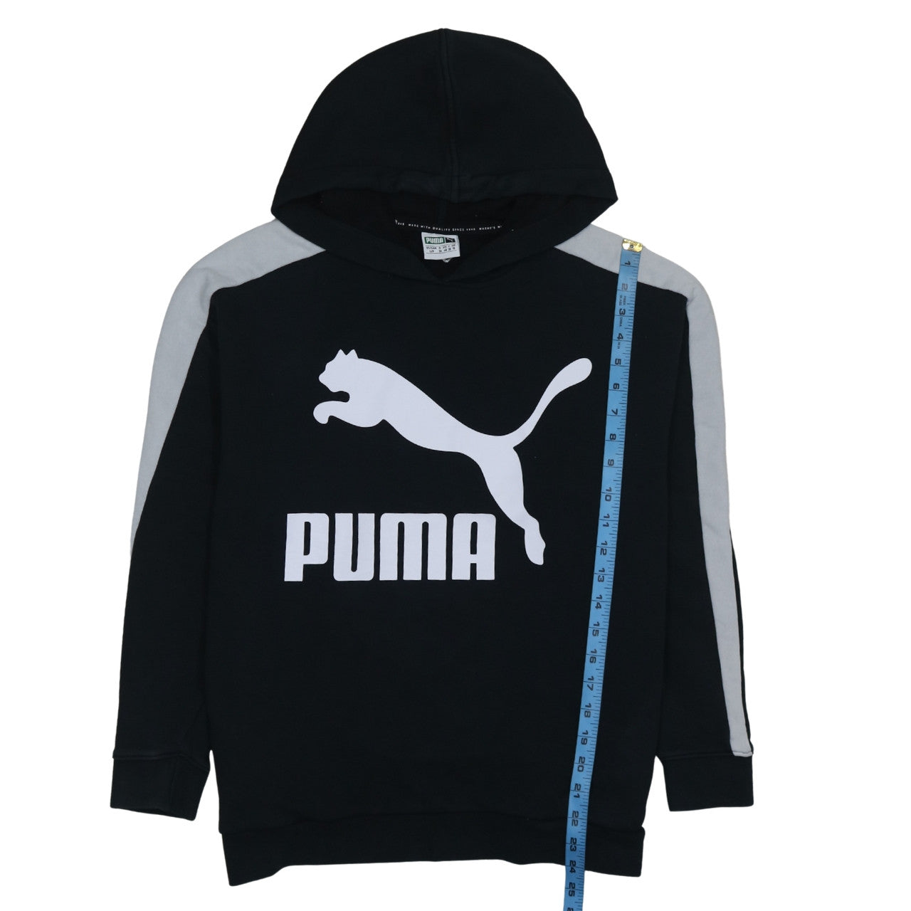Puma Womens Black Hoodie Size 10 Pullover Logo Sweatshirt