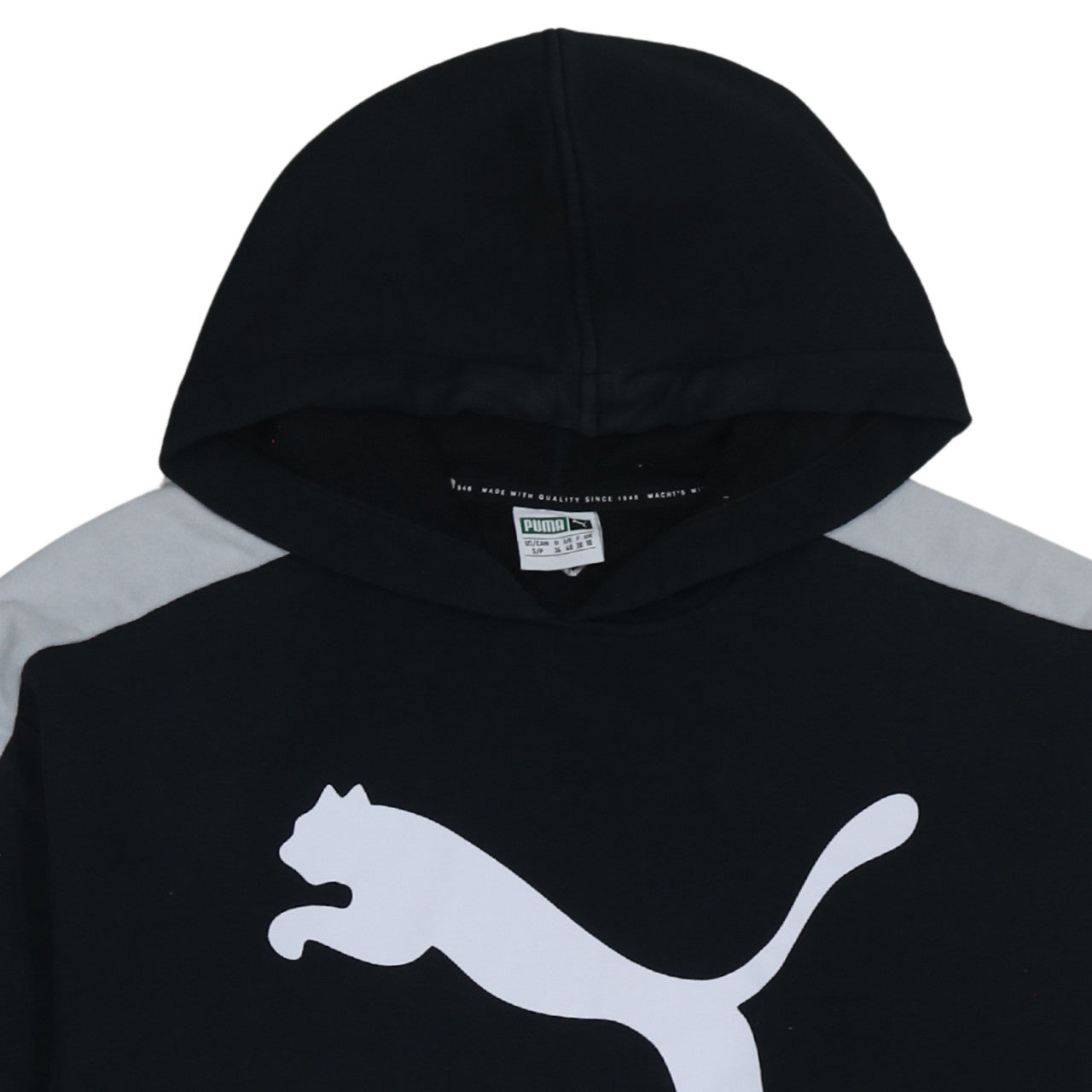 Puma Womens Black Hoodie Size 10 Pullover Logo Sweatshirt