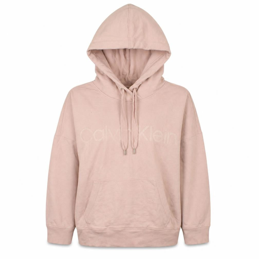 Calvin Klein Women Beige Hooded Pullover Sweatshirt L Relaxed Fit