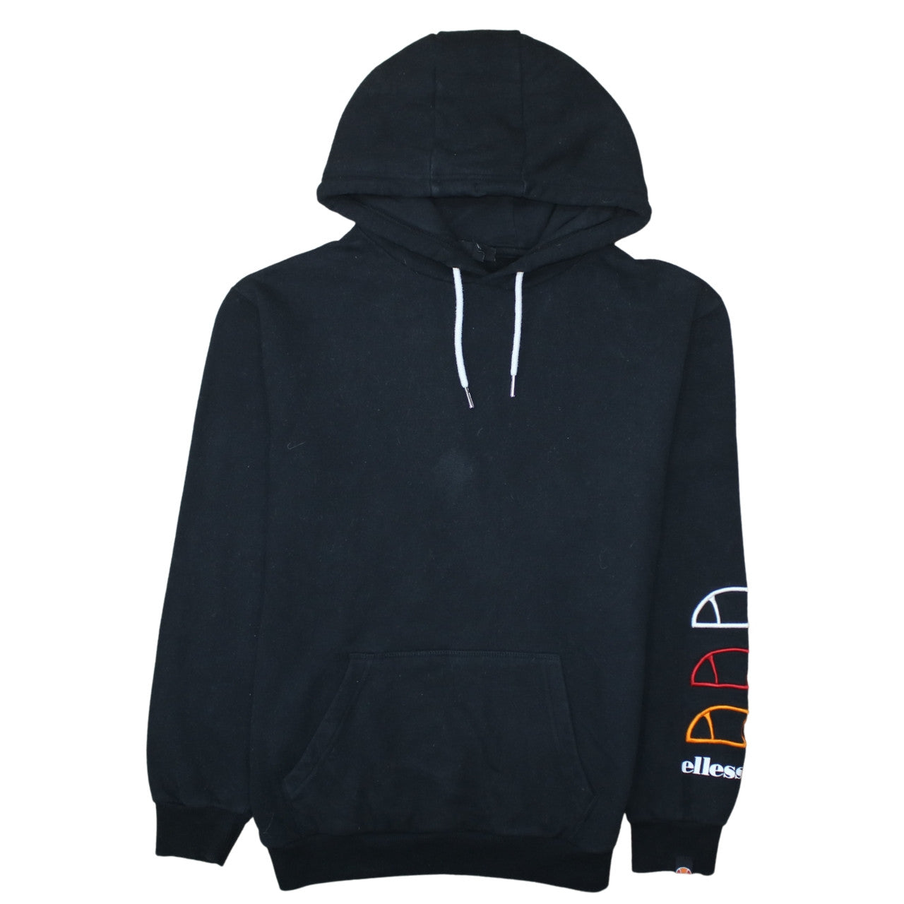Ellesse Men's Black Pullover Hoodie S Logo Sleeve Casual Sportswear