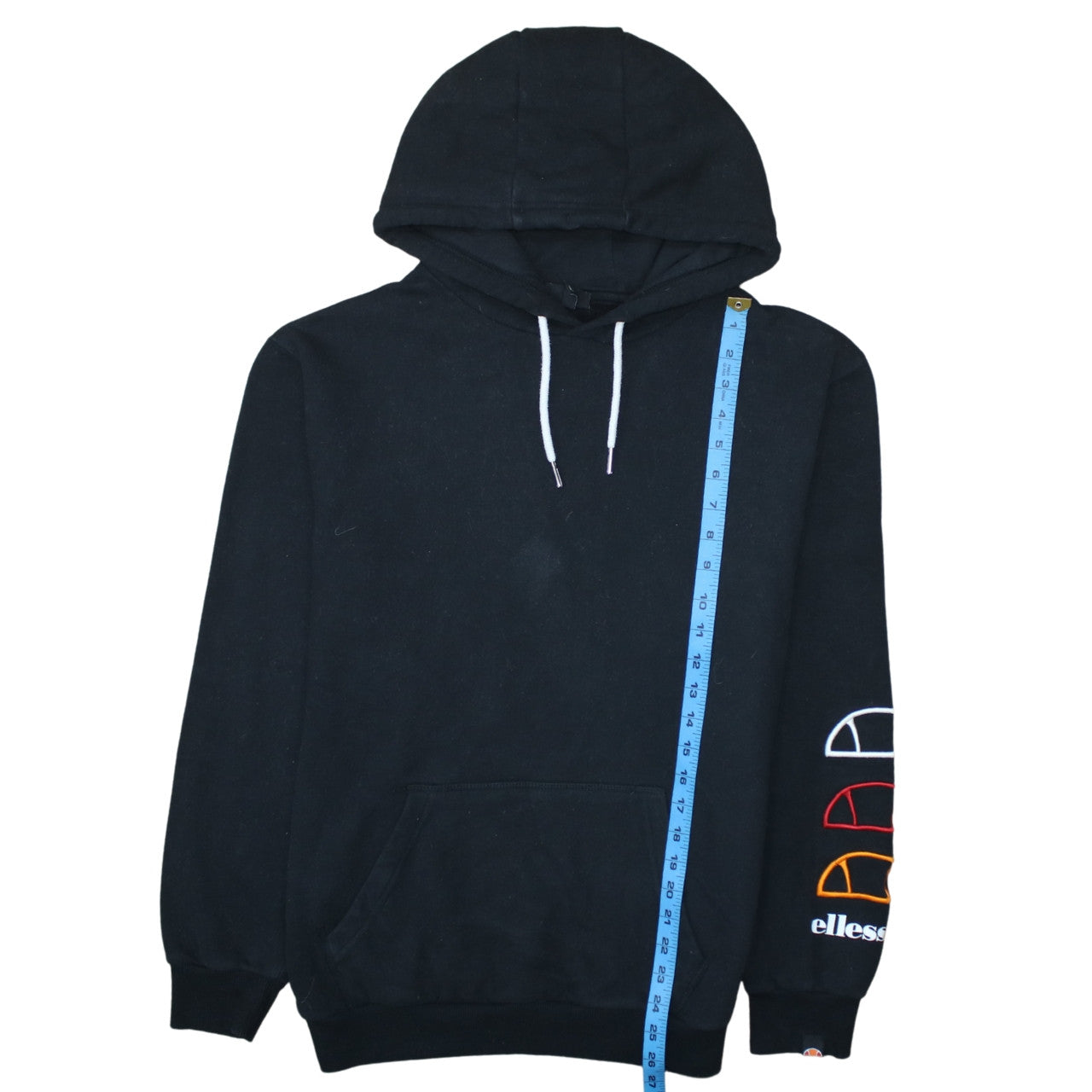 Ellesse Men's Black Pullover Hoodie S Logo Sleeve Casual Sportswear