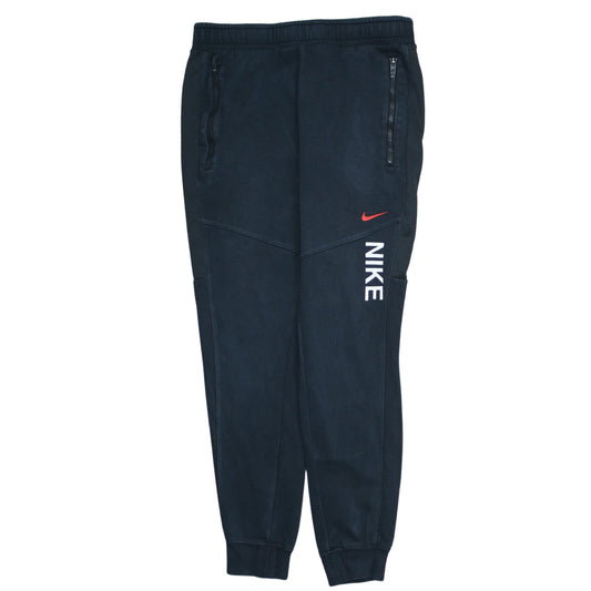 Nike Men Black Jogger Trousers S Regular Fit Zip Pocket Cotton Blend