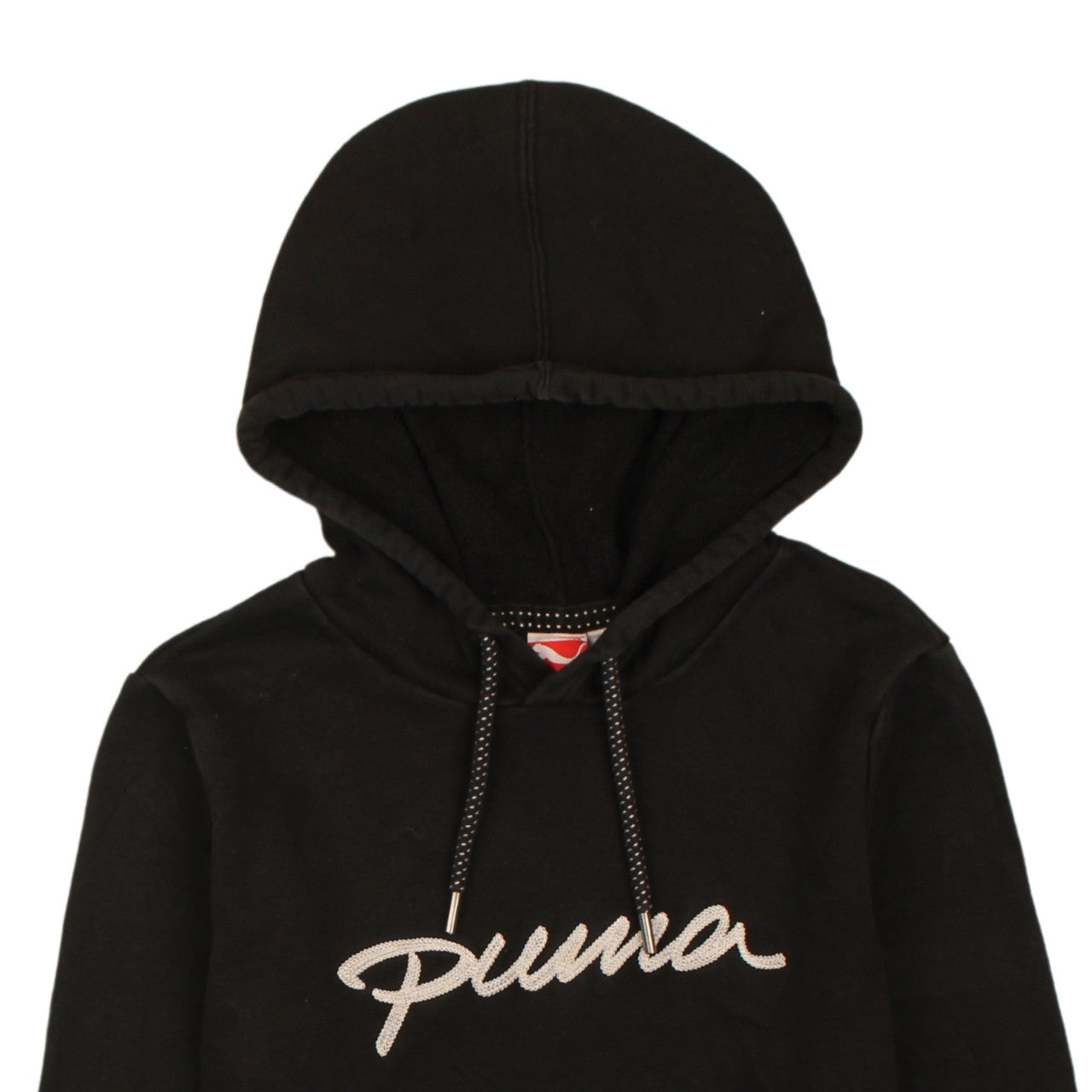 Puma Women's Black Hooded Pullover Hoodie UK 10 with Logo Detail