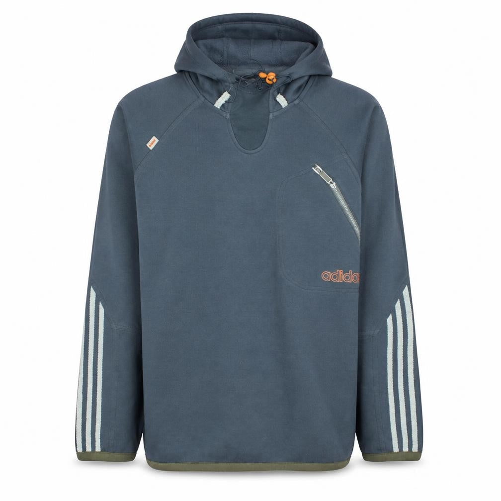 adidas Mens Blue Pullover Hoodie Medium Hooded Zip Pocket Sportswear