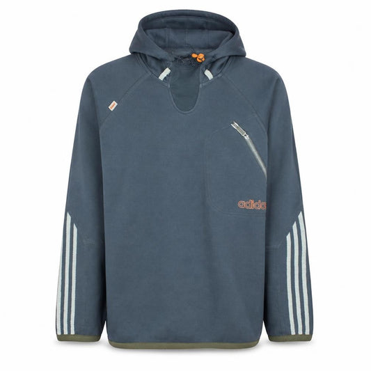 adidas Mens Blue Pullover Hoodie Medium Hooded Zip Pocket Sportswear