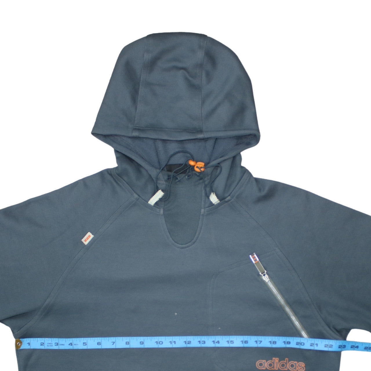 adidas Mens Blue Pullover Hoodie Medium Hooded Zip Pocket Sportswear