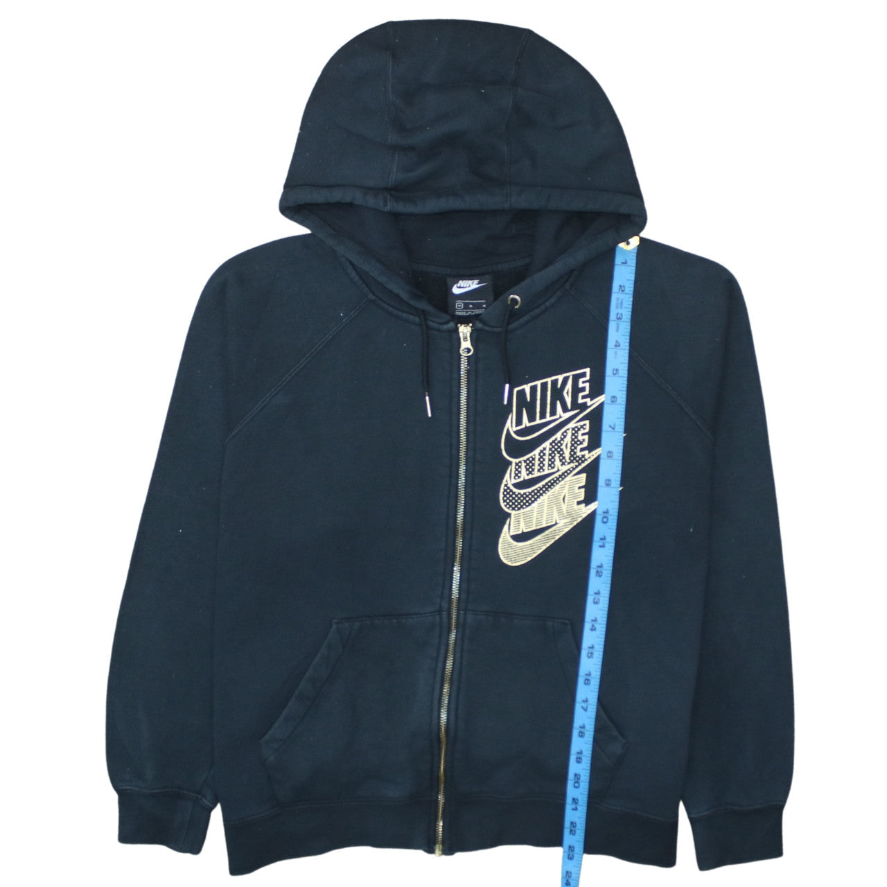 Nike Women's Black Gold Full Zip Hoodie M Cotton Blend Casual